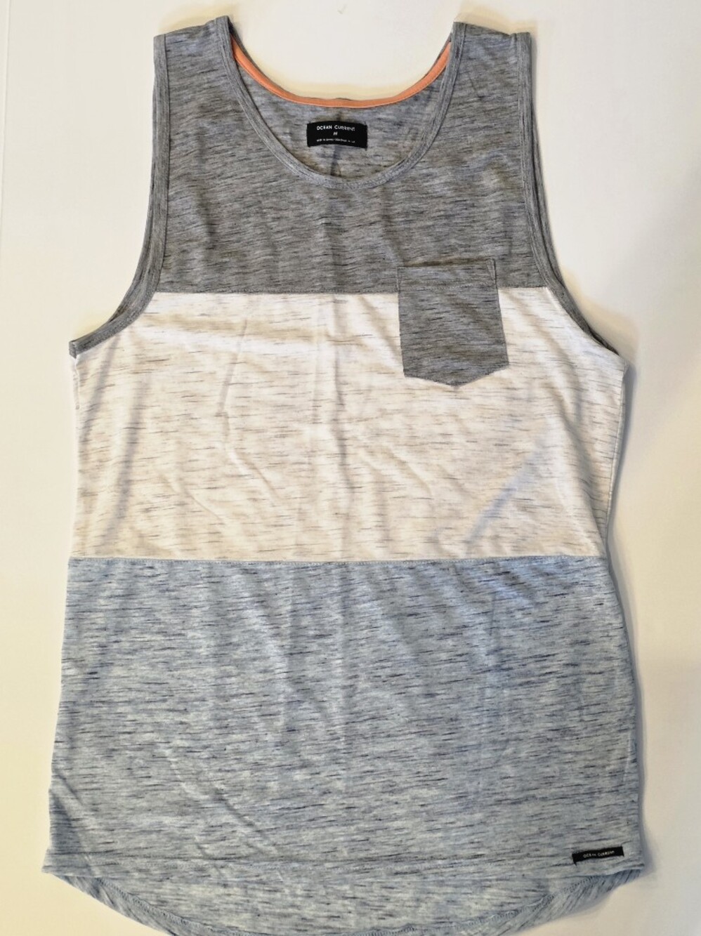 Ocean Current Mens Colorblock Tank - Light Blue, White & Gray